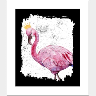 Beautiful Flamingo Crown Illustration 2 Posters and Art